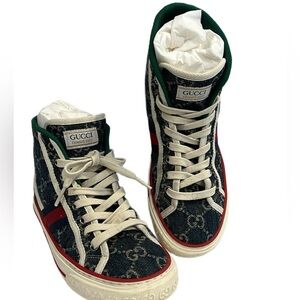 Gucci 1977 Denim High-Tops - Blue, Red, and Green